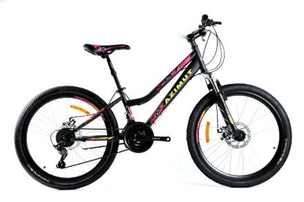 Гірський велосипед AZIMUT Pixel 24 дюймів GFRD / рама 12" / чорно-рожевий