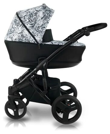 Коляска 2 в 1 Bexa Light FL-1 чорний (білі візерунки) - сірий прогулянковий блок