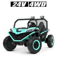 Дитячий двомісний електромобіль джип M 4969EBLR-15(24V) 4WD на EVA колесах зі шкіряним сидінням/бірюзовий