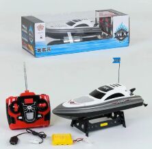 Крутий Катер 32 см на керуванні MX 0010-7 на акумуляторі 4.8 V. Човен сіро-білий на р/к