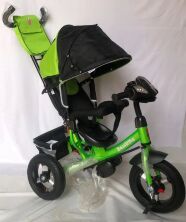 Велосипед коляска триколісна Best Trike 3390/36-007 на надувних колесах / є ФАРА з USB / колір Салатовий