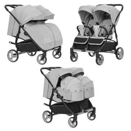 Коляска прогулочная CARRELLO Connect CRL-5502/1 Rock Gray для двійні c перенесенням