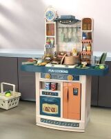 Дитяча Кухня з водою та холодною парою 998A-B 56 аксесуарів, Продукти, прилади, Світлові та Звукові Рожева