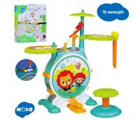 Дитяча барабанна установка LIMO TOY 3130 музика світло на батарейках стільчик **