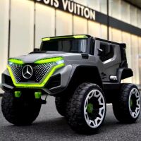 Дитячий електромобіль Джип M 5912EBLR-11 Мерседес шкіряне сидіння, 4 мотори, сірий