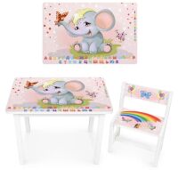 Дитячий стіл зі стільчиком Bambi BSM1-47ua Слоник, веселка**