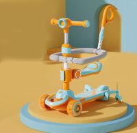 Дитячий самокат-трансформер CITY LINE Baby Care 388 з батьківською ручкою помаранчевий