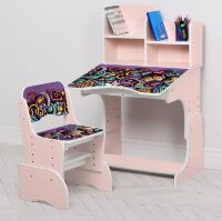 Дитяча регульована парта зі стільчиком растишка Bambi B 2071-106-5 Орнамент рожевий**