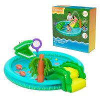 Надувний ігровий центр басейн дитячий BESTWAY 53166 Крокодил з гіркою