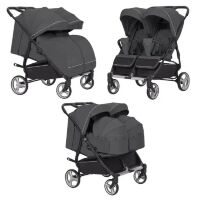 Коляска прогулочная CARRELLO Connect CRL-5502/1 Serious Black для двійні c перенесенням