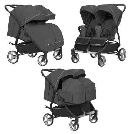 Коляска прогулочная CARRELLO Connect CRL-5502/1 Serious Black для двійні c перенесенням