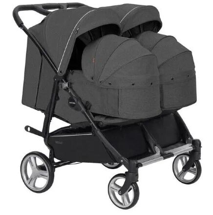 Коляска прогулочная CARRELLO Connect CRL-5502/1 Serious Black для двійні c перенесенням