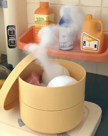 Дитяча Кухня з водою та холодною парою 998A-B 56 аксесуарів, Продукти, прилади, Світлові та Звукові Рожева