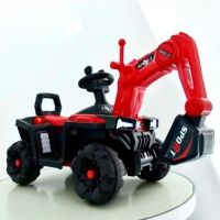 Дитячий електромобіль Екскаватор M 5790BLR-3 шкіряне сидіння, 2 мотори, музика, світло, MP3, USB, червоний