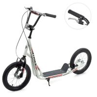 Двоколісний Самокат дорослий iTrike SR 2-045-1-W сталевий з ручним гальмом / колеса 14д / білий**