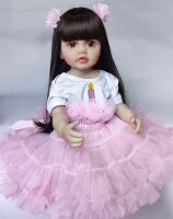 Лялька 55 см ручної роботи велика вінілова Reborn Baby Doll зі справжнім волоссям та карими очима