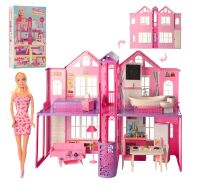 Будиночок для ляльок DEFA 8440-BF Ляльковий будинок 2 поверхи з лялькою, меблями та аксесуарами