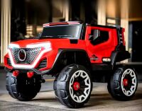 Дитячий електромобіль Джип M 5912EBLR-3 Мерседес шкіряне сидіння, 4 мотори, червоний