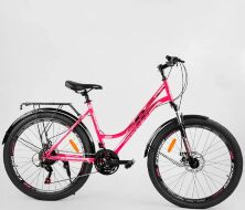 Спортивний велосипед MTB Corso 69052 URBAN колеса 26д / SunRun / 21 швидкість з крилами і багажником / рожевий