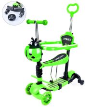 Дитячий триколісний самокат MAXI 5в1 (біговел) iTrike JR 3-101-GR кошик, батьківська ручка, бампер, зелений