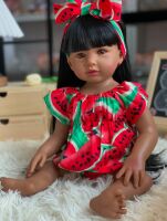 Лялька мулатка 55 см ручної роботи велика вінілова Reborn Baby Doll зі справжнім волоссям та красивими очима