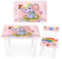Дитячий стіл зі стільчиком Bambi BSM2K-47ua Слоник, веселка**