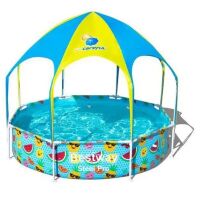 Дитячий каркасний круглий басейн BESTWAY 56432 з навісом / розмір 244-51 см / обсяг 1688л **