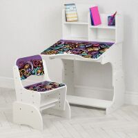 Дитяча регульована парта зі стільчиком растишка Bambi B 2071-106-3 Орнамент білий**