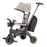 Дитячий триколісний велосипед-коляска TILLY COMBI T-392 BEIGE з батьківською ручкою бежевий