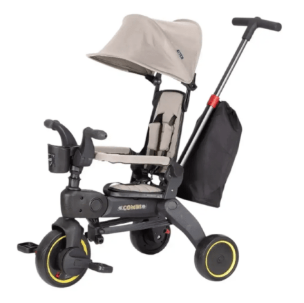 Дитячий триколісний велосипед-коляска TILLY COMBI T-392 BEIGE з батьківською ручкою бежевий