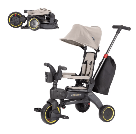 Дитячий триколісний велосипед-коляска TILLY COMBI T-392 BEIGE з батьківською ручкою бежевий