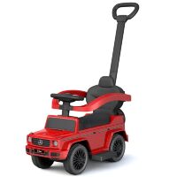 Дитяча каталка-толокар 2в1 ДЖИП 653-3 Mercedes Мерседес з батьківською ручкою і бампером / музика / червоний**