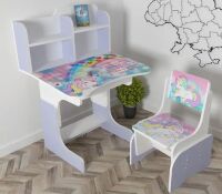 Дитяча парта шкільна розтишка зі стільцем Єдиноріг 105, Веселка лаванда ***