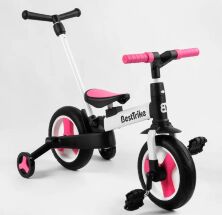 Велосипед-трансформер дитячий триколісний Best Trike 55475 з батьківською ручкою/знімні деталі/рожевий