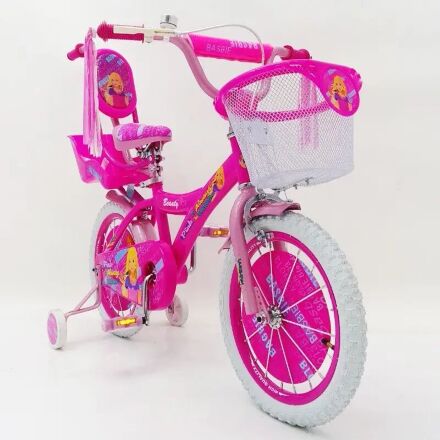 Дитячий Велосипед для дівчинки "BARBIE-16" Барбі з батьківською ручкою, фіолетовий***