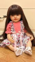 Лялька 55 см ручної роботи велика вінілова Reborn Baby Doll зі справжнім волоссям та великими очима