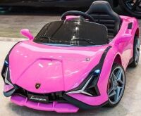 Дитячий одномісний електромобіль M 5859EBLR-8 Lamborghini Sian шкіряне сидіння, 4 мотори, MP3, USB, рожевий