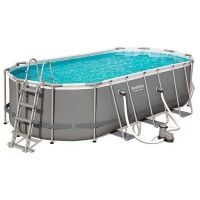 Каркасний овальний басейн BESTWAY 56710 розмір 549-274-122 см об'єм 13430 л з фільтр-насосом Драбинкою Тентом