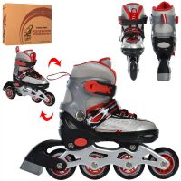 Дитячі розсувні ролики PROFI A4147-XS-R алюмінієва рама/КОМБО/розмір 27-30 устілка 16cм/червоні