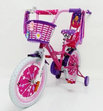 Дитячий Велосипед для дівчинки "BARBIE-16" Барбі з батьківською ручкою, фіолетовий***