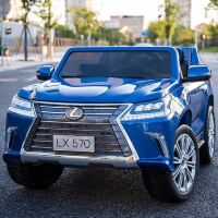 Дитячий двомісний електромобіль Lexus LX570 шкіряне сидіння, USB, MP3 автофарбування сірий