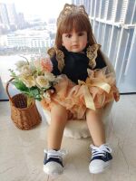 Лялька 55 см ручної роботи велика вінілова в короні Reborn Baby Doll зі справжнім волоссям та красивими очима