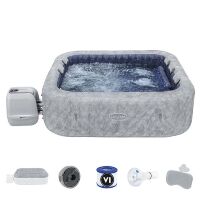 Квадратний надувний басейн-джакузі BESTWAY 6001Q з підголовниками нагрівачем та підсвічуванням