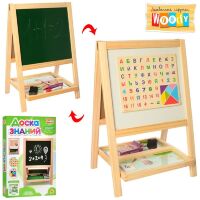 Дитячий двосторонній мольберт WOODY MD 2318 Дерев'яний (магнітна дошка для малювання крейдою)**