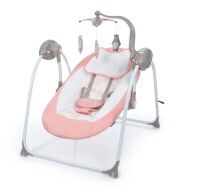 Дитяча електрокачель-шезлонг Колисальний центр Гойдалка EL CAMINO ME 1075 TEDDY Pink Linen Flowers рожевий **