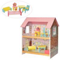 Дерев'яний будиночок для ляльок Bambi MD 2048 два поверхи і меблі**