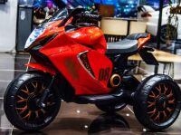 Дитячий електромотоцикл Трицикл M 5050EL-3 MP3, USB шкіряне сидіння, звукові та світлові ефекти / червоний