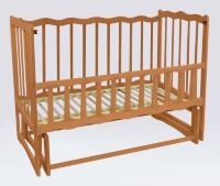 Дитяче ліжечко дерев'яна маятник з відкидним бортом "Хвиля" вільха - колір світло-коричневий