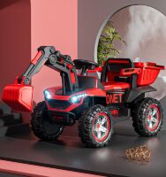 Дитячий електромобіль Трактор із ковшем M 5812BLR-3 Екскаватор шкіряне сидіння, музика, світло, червоний