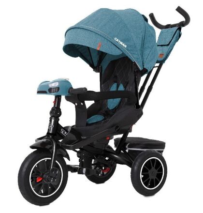 Велосипед коляска дитячий триколісний TILLY CAYMAN з пультом і посиленою рамою T-381/7 Бірюзовий льон